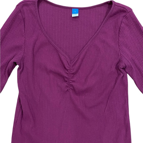 Old Navy Long Sleeve Cinched Front Rib Knit Shirt Size Large - Picture 3 of 9